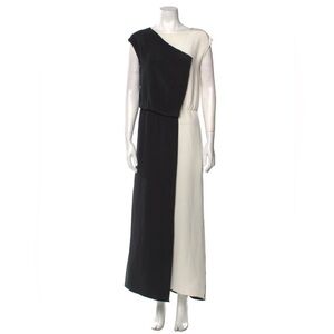 TIBI Black & White Long, Ankle-length  Silk Dress